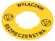Label; 22mm; Platinum; yellow; Ø: 60mm; PVC LOVATO ELECTRIC