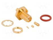 Connector: RP-SMA; socket; male,reverse; straight; 50Ω; PTFE; brass AMPHENOL RF
