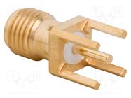 Connector: SMA; plug; female; straight; 50Ω; THT; for cable; PTFE AMPHENOL RF