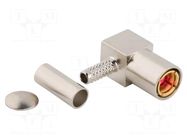 Connector: Mini SMB; plug; female; angled 90°; 75Ω; for cable; PTFE AMPHENOL RF