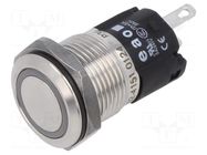 Indicator: LED; flat; blue; 24VDC; 24VAC; Ø16mm; 82; stainless steel EAO