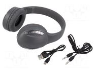 Wireless headphones with microphone; silver; USB B micro; 10m GEMBIRD