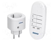 Power socket; plug-in; 230VAC; IP20; 30m; white; Schuko ORNO