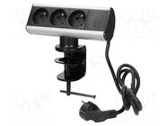 Plug socket strip: furniture; IP20; 3680W; black,silver; 230VAC VIRONE