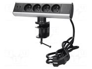Plug socket strip: furniture; 3680W; black,silver; 230VAC; 1.8m VIRONE
