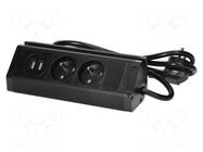 Plug socket strip: furniture; IP20; 3680W; black; 230VAC; 1.5m VIRONE