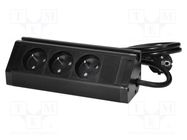 Plug socket strip: furniture; IP20; 3680W; black; 230VAC; 1.5m VIRONE