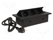 Plug socket strip: furniture; IP20; 3600W; black; 250VAC ORNO