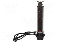 Plug socket strip: furniture; 3680W; steel; Cutout: Ø63mm; 250VAC ORNO