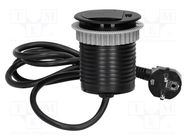 Plug socket strip: furniture; 2300W; black; Cutout: Ø62mm; 250VAC ORNO