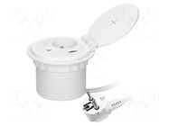 Plug socket strip: furniture; IP20; 3680W; white; Cutout: Ø80mm ORNO