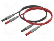 Test leads; Inom: 10A; Len: 1m; insulated; black,red; -20÷80°C CAL TEST