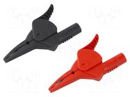 Crocodile clip; 20A; black,red; Grip capac: max.34.5mm; L: 100.8mm CAL TEST