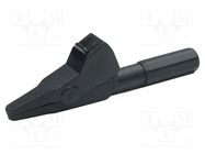 Crocodile clip; 20A; black; Grip capac: max.7mm; Socket size: 4mm CAL TEST