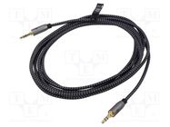 Cable; Jack 3.5mm 3pin plug,both sides; 0.5m; black-gray; PVC Goobay