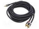 Cable; RCA plug,RCA plug x2; 5m; Plating: gold-plated; black-gray Goobay