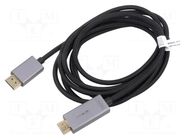 Cable; DisplayPort plug,HDMI plug; 3m; black; aluminium DIGITUS