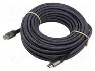 Cable; HDMI plug,both sides; PVC; textile; Len: 15m; black-grey Goobay