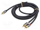 Cable; RCA plug,RCA plug x2; 3m; Plating: gold-plated; black-gray Goobay