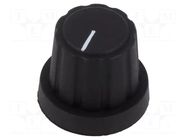 Knob; with pointer; polyamide 6; Øshaft: 6mm; Ø19.3x16.3mm; black CLIFF