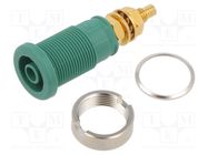 Socket; 4mm banana; 32A; 1kVDC; green; gold-plated; screw; 39mm HIRSCHMANN T&M