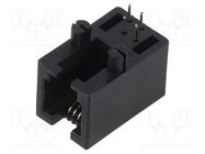 Socket; RJ9; PIN: 4; Layout: 4p4c; on PCBs,PCB snap; THT; angled 90° ADAM TECH