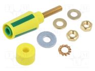 Connector: 4mm banana; socket; 32A; 1kV; yellow-green; gold-plated 