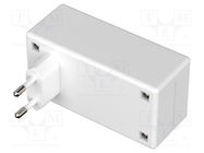 Enclosure: for power supplies; X: 50mm; Y: 100mm; Z: 40mm; white BOPLA