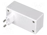 Enclosure: for power supplies; X: 50mm; Y: 100mm; Z: 40mm; white BOPLA