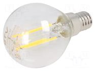 LED lamp; neutral white; E14; 230VAC; 420lm; 4W; 360°; 4000K GTV Poland