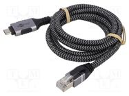 Cable; USB 3.1; RJ45 plug,USB C plug; nickel plated; 1m; U/FTP Goobay