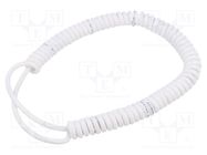 Wire: coiled; 5x0.15mm2; unshielded; PUR; white; 300V; 0.3m; 1.2m SIMECH