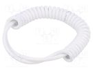 Wire: coiled; 5x0.22mm2; unshielded; PUR; white; 300V; 0.2m; 0.8m SIMECH