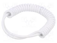 Wire: coiled; 5x0.22mm2; unshielded; PUR; white; 300V; 0.2m; 0.8m SIMECH