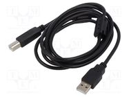 Cable; USB 2.0; USB A plug,USB B plug; 1.8m; black; Core: Cu ART