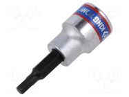 Socket; hex key,socket spanner; HEX 4mm; 3/8" KING TONY