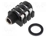 Socket; Jack 6,3mm; female; stereo,with double switch; ways: 3 AMPHENOL