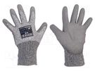 Protective gloves; Size: 8,M; grey; HPPE,polyester; Opty WONDER GRIP