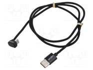 Cable; USB 2.0; USB A plug,USB C angled plug; 1m; black; 480Mbps LOGILINK