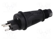 Connector: AC supply; male; plug; 2P+PE; 250VAC; 10A; black; PIN: 3 PCE