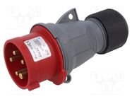 Connector: AC supply 3-phase; plug; male; 16A; 415VAC; IEC 60309 AMPHENOL