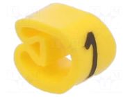 Markers; Marking: 1; 2.5÷5mm; PVC; yellow; -30÷60°C; leaded; PA-1 PARTEX