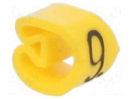 Markers; Marking: 9; 2.5÷5mm; PVC; yellow; -30÷60°C; leaded; PA-1 PARTEX