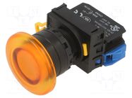 Switch: push-button; 22mm; Stabl.pos: 1; NO; orange; LED; IP65; YW IDEC