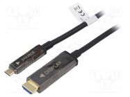 Adapter; HDMI 2.0,optical; HDMI plug,USB C plug; 15m; black DIGITUS