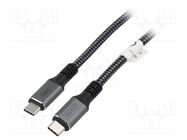 Cable; Power Delivery (PD),USB 4.0; USB C plug,both sides; 1m DIGITUS