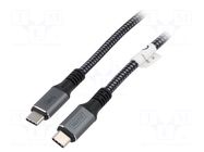 Cable; USB 4.0; USB C plug,both sides; gold-plated; 1m; Cu; 40Gbps DIGITUS