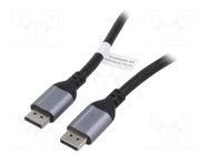 Cable; DisplayPort plug,both sides; 2m; black; aluminium DIGITUS