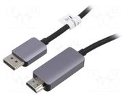 Cable; DisplayPort plug,HDMI plug; 1m; black; metal DIGITUS