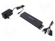 Hub USB; DC,USB A socket x7,USB B mini socket; USB 2.0; 480Mbps LOGILINK